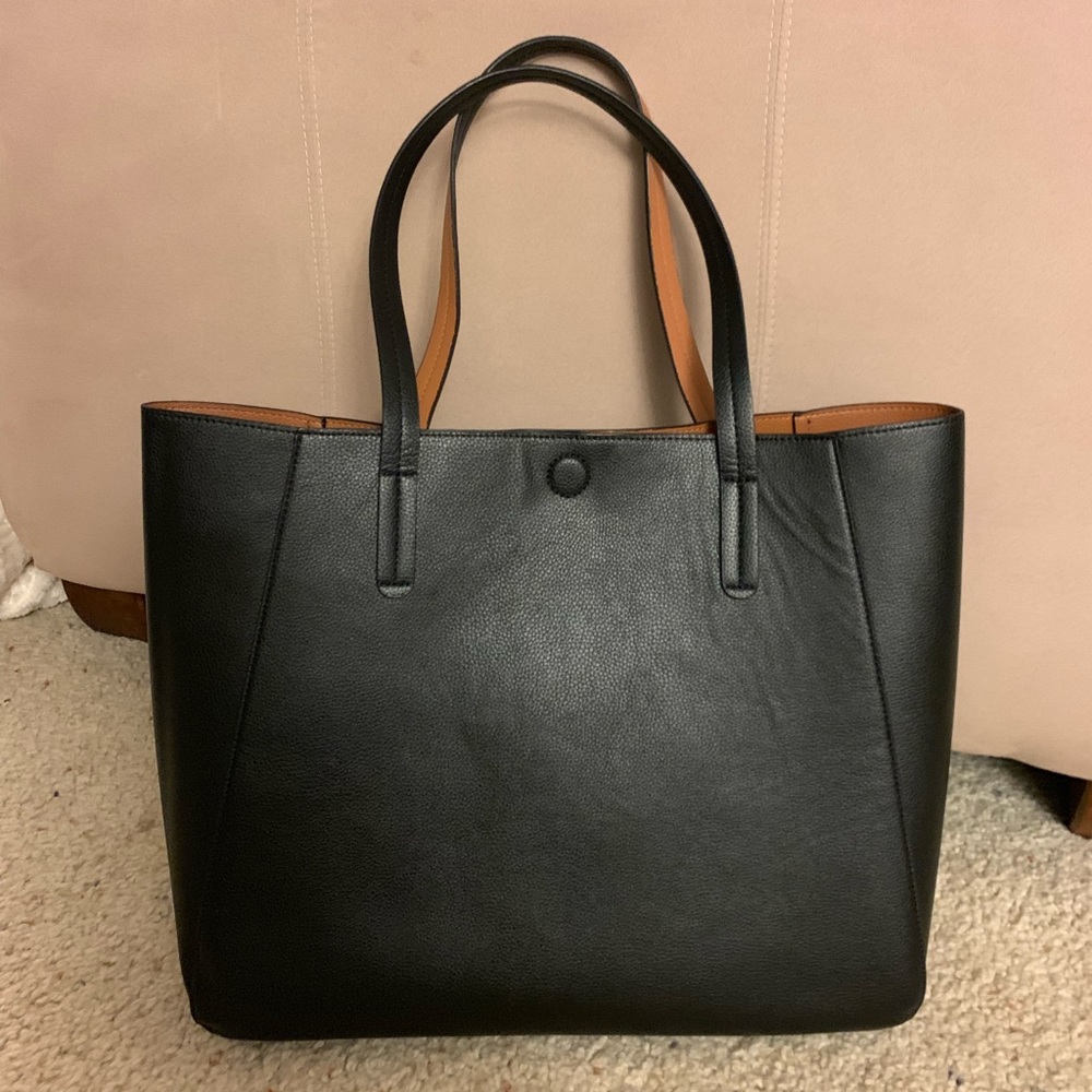 Black Faux Leather Tote